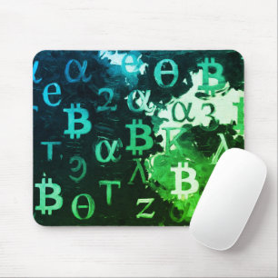 Symbole von Bitcoin (Stil: Profit Grün - 11) Mousepad