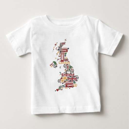 Symbole von England-Karte Baby T-shirt (Vorderseite)
