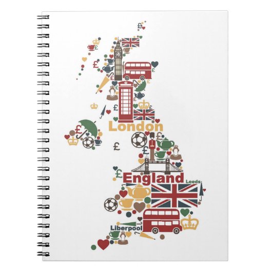 Symbole von England-Karte Notizblock (Vorderseite)