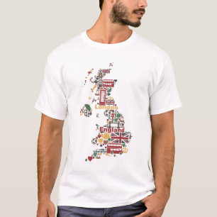 Symbole von England-Karte T-Shirt