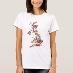 Symbole von England-Karte T-Shirt