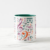 Symbole von Musik Zweifarbige Tasse (Mittel)