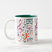 Symbole von Musik Zweifarbige Tasse (Links)