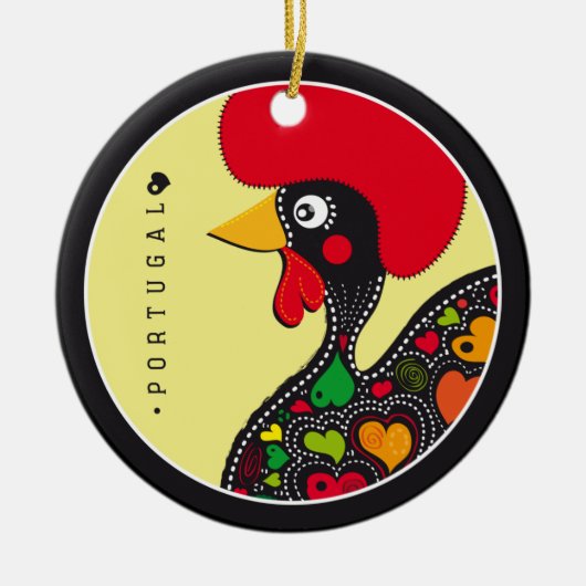 Symbole von Portugal - Hahn Keramikornament (Vorne)