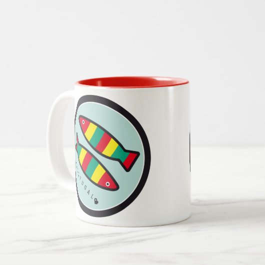 Symbole von Portugal - Sardinen Zweifarbige Tasse (Vorderseite Links)