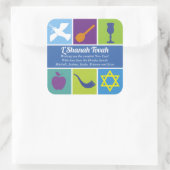 Symbole von Rosh Hashanah Quadratischer Aufkleber (Tasche)
