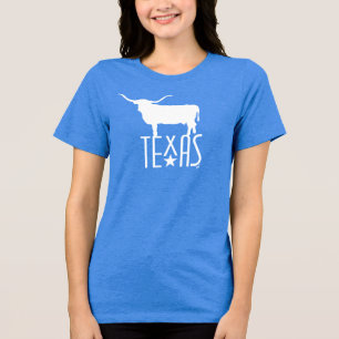 Symbole von Texas, Longhorn, blau Tri-Blend Shirt