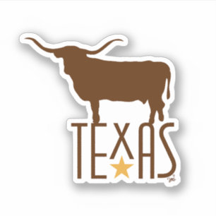 Symbole von Texas, Longhorn, braun Aufkleber