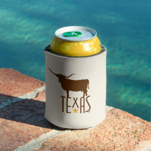 Symbole von Texas, Longhorn, braun Dosenkühler