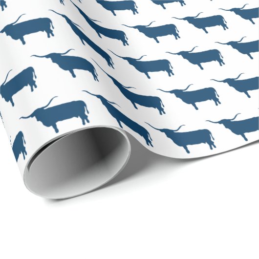 Symbole von Texas, Longhorn, Marine Geschenkpapier (Rolleneckpunkt)