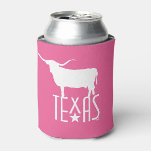 Symbole von Texas, Longhorn, rosa Dosenkühler