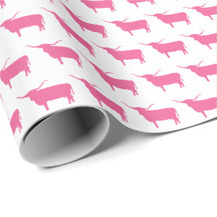 Symbole von Texas, Longhorn, rosa Geschenkpapier