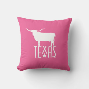 Symbole von Texas, Longhorn weiß, rosa Hintergrund Kissen