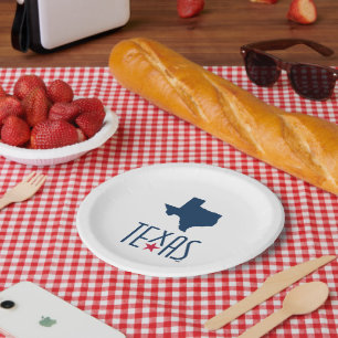 Symbole von Texas, Texas, blau Pappteller