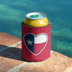 Symbole von Texas, Texas Flag, Herz - Rot Dosenkühler