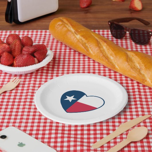 Symbole von Texas, Texas-Flagge, Herz Pappteller (Picknick)