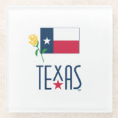 Symbole von Texas, Texas-Flagge und Gelbes Rosengl Glasuntersetzer (Vorderseite)