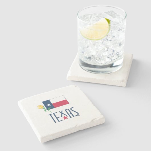 Symbole von Texas, Texas-Flagge und Gelbes Rosengl Steinuntersetzer (Seitenansicht)