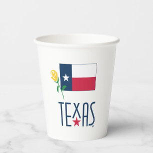 Symbole von Texas, Texas und Gelb Rose Pappbecher