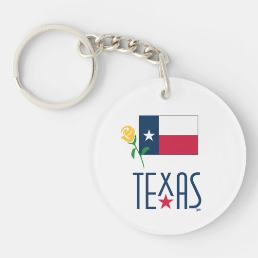 Symbole von Texas, Texas und Gelb Rose Schlüsselanhänger (Vorderseite)