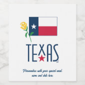 Symbole von Texas, Texas und Gelb Rose Weinetikett (Einzelnes Label)