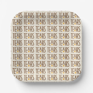 Symbole von Texas, Texas und Star Brown Pappteller