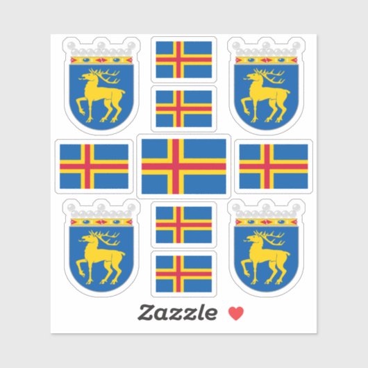 Symbole / Wappen und Flagge auf Åland Aufkleber (Blatt)