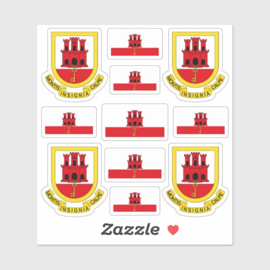 Symbole / Wappen und Flagge Gibraltars Aufkleber (Blatt)