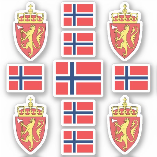 Symbole/Wappen und Flagge Norwegens, Staat Aufkleber (Vorderseite)