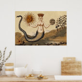 Symbolische Alchimie mit Sun und Moon Sepia Poster (Küche)