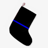 Symbolische dünne Blue Line auf festem Schwarzem Kleiner Weihnachtsstrumpf (Vorderansicht (hängend))