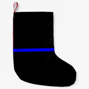 Symbolische dünne Blue Line auf festem Schwarzem Kleiner Weihnachtsstrumpf