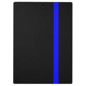 Symbolische dünne Blue Line auf Schwarzem Klemmbrett (Rückseite)