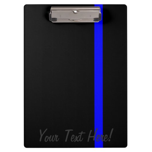 Symbolische dünne Blue Line auf Schwarzem Klemmbrett (Vorderseite)