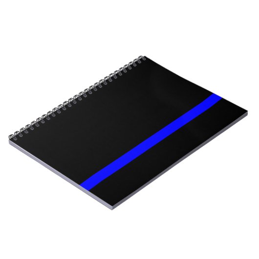 Symbolische dünne Blue Line auf Schwarzem Notizblock (Linke Seite)