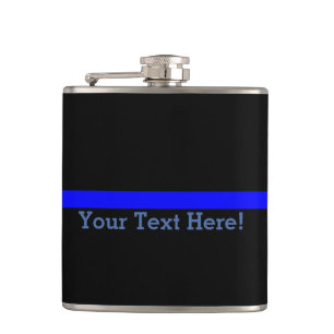 Symbolische dünne Blue Line Ihr Text auf Schwarze Flachmann
