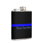 Symbolische dünne Blue Line Ihr Text auf Schwarzem Flachmann (Rechts)