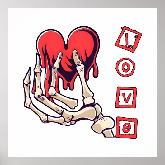 Symbolische Liebe Skeleton Hand Angebot Herz Poster (Vorne)