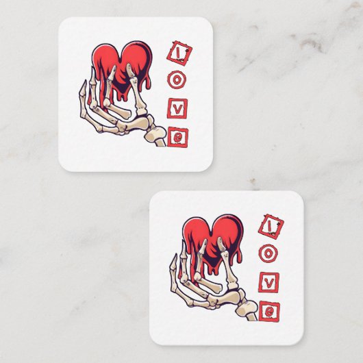 Symbolische Liebe Skeleton Hand Angebot Herz Quadratische Visitenkarte (Vorne/Hinten)