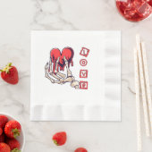 Symbolische Liebe Skeleton Hand Angebot Herz Serviette (Beispiel)
