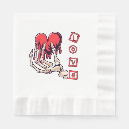 Symbolische Liebe Skeleton Hand Angebot Herz Serviette (Vorderseite)
