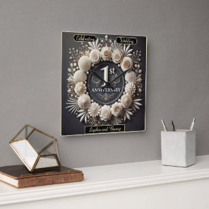 Symbolische Papierkunst für Liebe Quadratische Wanduhr