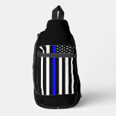 Symbolische Thin Blue Line American Flag Grafik au Crossbody Bag (Vorderseite)