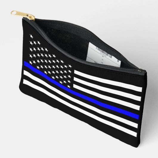 Symbolische Thin Blue Line American Flag Grafik au Zubehörtasche (Offen)