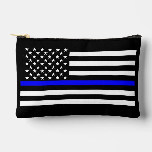 Symbolische Thin Blue Line American Flag Grafik au Zubehörtasche (Vorderseite)