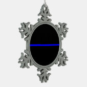 Symbolische Thin Blue Line-Grafik Schneeflocken Zinn-Ornament (Links)