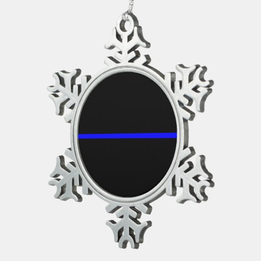 Symbolische Thin Blue Line-Grafik Schneeflocken Zinn-Ornament (Rechts)