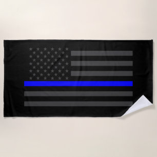 Symbolische Thin Blue Line US-Flag-Grafik auf eine Strandtuch