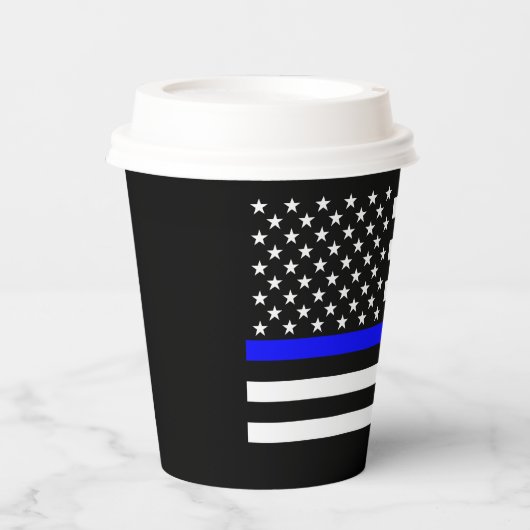 Symbolische Thin Blue Line US Flag Your Image auf Pappbecher (Vorderseite)