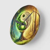 Symbolischer Baum mit Yin Yang Design Runde Wanduhr (Winkel)